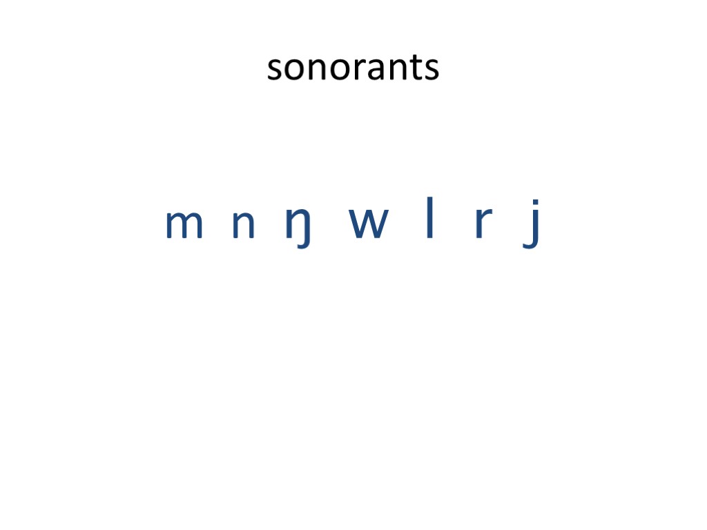 sonorants m n ŋ w l r j